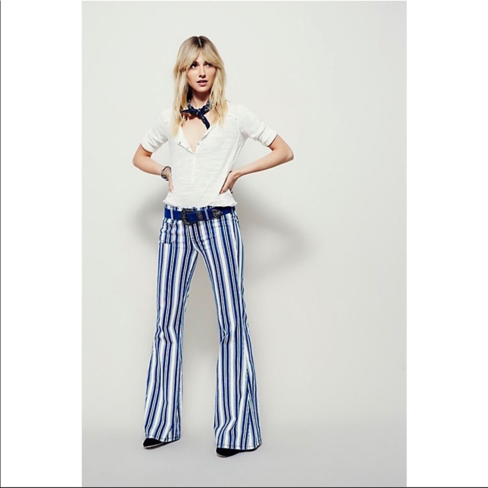 Free People Jolene striped flare jeans
